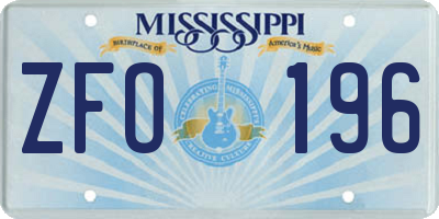 MS license plate ZFO196