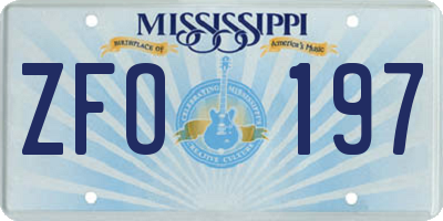MS license plate ZFO197