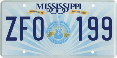 MS license plate ZFO199