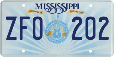 MS license plate ZFO202