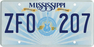 MS license plate ZFO207