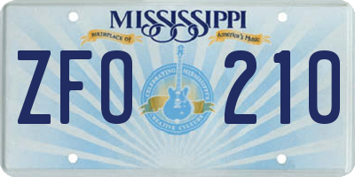 MS license plate ZFO210