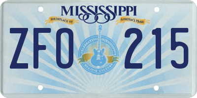 MS license plate ZFO215