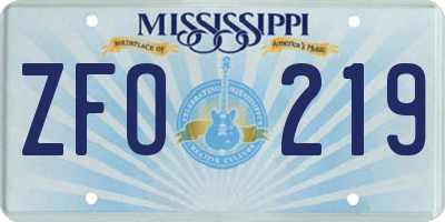 MS license plate ZFO219