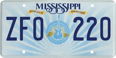 MS license plate ZFO220