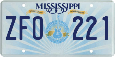 MS license plate ZFO221