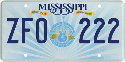 MS license plate ZFO222