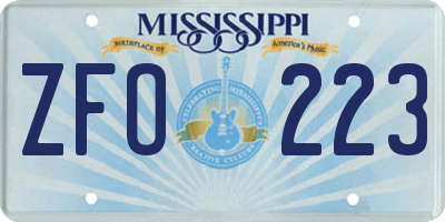 MS license plate ZFO223