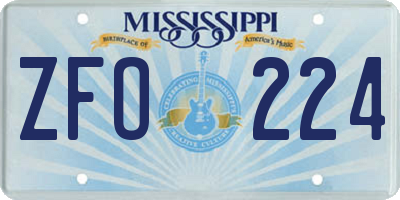 MS license plate ZFO224