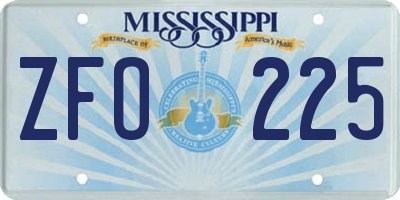 MS license plate ZFO225