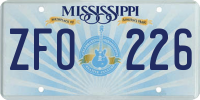 MS license plate ZFO226