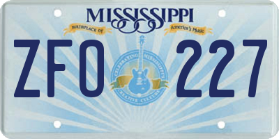 MS license plate ZFO227