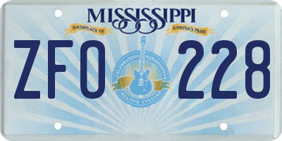 MS license plate ZFO228