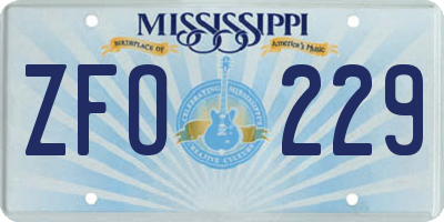 MS license plate ZFO229