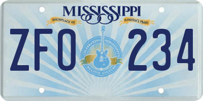 MS license plate ZFO234