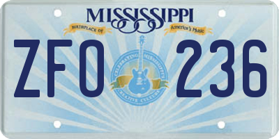 MS license plate ZFO236