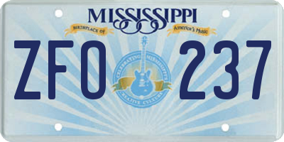 MS license plate ZFO237