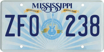 MS license plate ZFO238