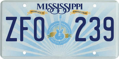 MS license plate ZFO239