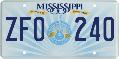 MS license plate ZFO240