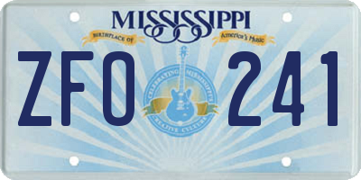 MS license plate ZFO241