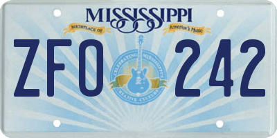 MS license plate ZFO242