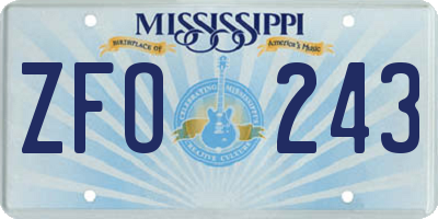MS license plate ZFO243