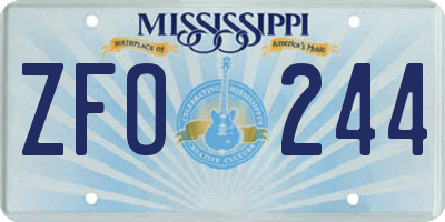 MS license plate ZFO244