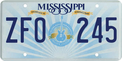 MS license plate ZFO245