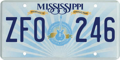 MS license plate ZFO246