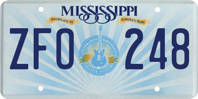 MS license plate ZFO248