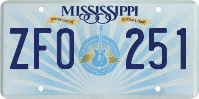 MS license plate ZFO251