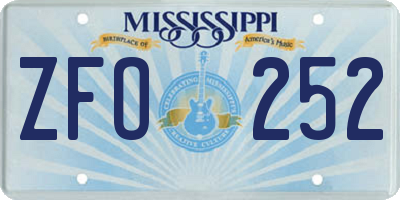 MS license plate ZFO252