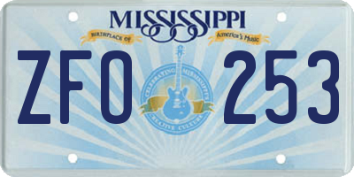 MS license plate ZFO253