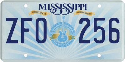MS license plate ZFO256