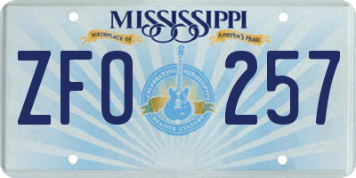 MS license plate ZFO257