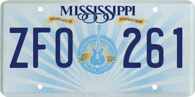 MS license plate ZFO261