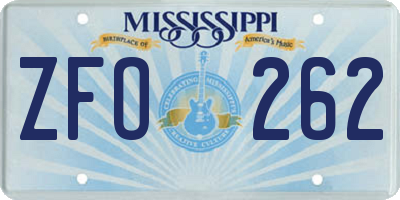 MS license plate ZFO262