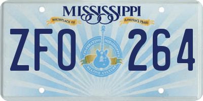 MS license plate ZFO264