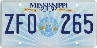 MS license plate ZFO265
