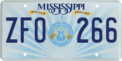 MS license plate ZFO266