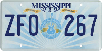 MS license plate ZFO267