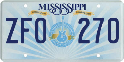 MS license plate ZFO270