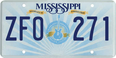 MS license plate ZFO271
