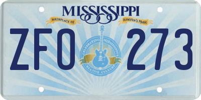 MS license plate ZFO273