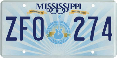 MS license plate ZFO274