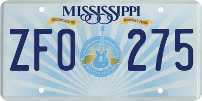 MS license plate ZFO275
