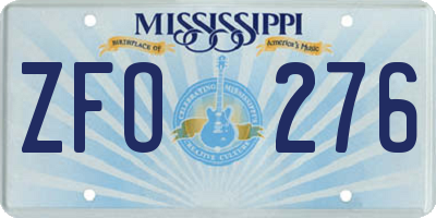 MS license plate ZFO276