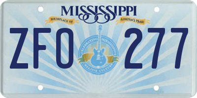 MS license plate ZFO277