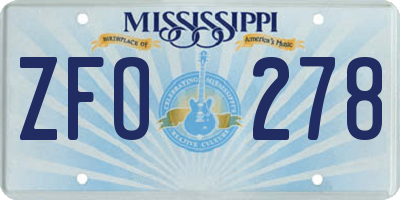 MS license plate ZFO278